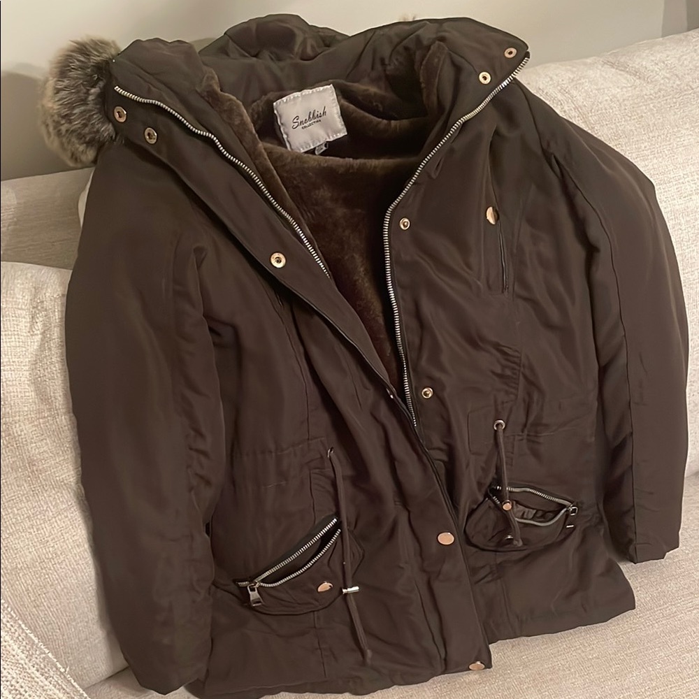 Dark Olive Green Fur-Lined Women's Jacket